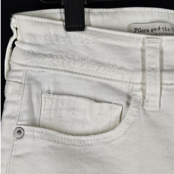 PILCRO & THE LETTER PRESS WOMEN'S DISTRESSED WHITE SLIM BOYFRIEND SHORTS SIZE 27 - Picture 3 of 15